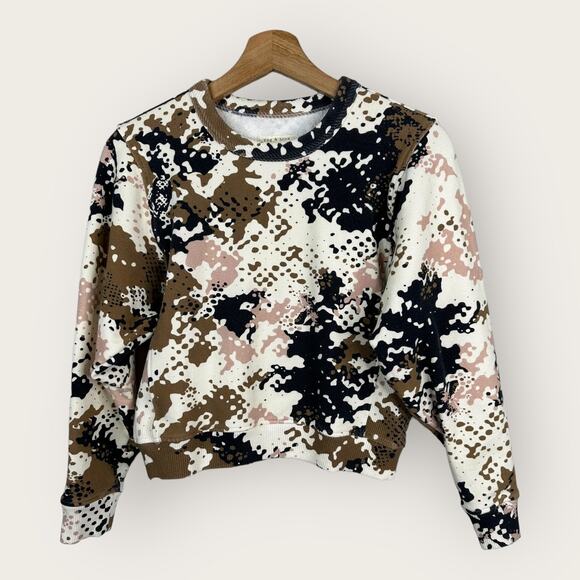 Rag & Bone Womens size Small Pixelated Camo Camouflage Crew Neck Crop Sweatshirt - Picture 1 of 10